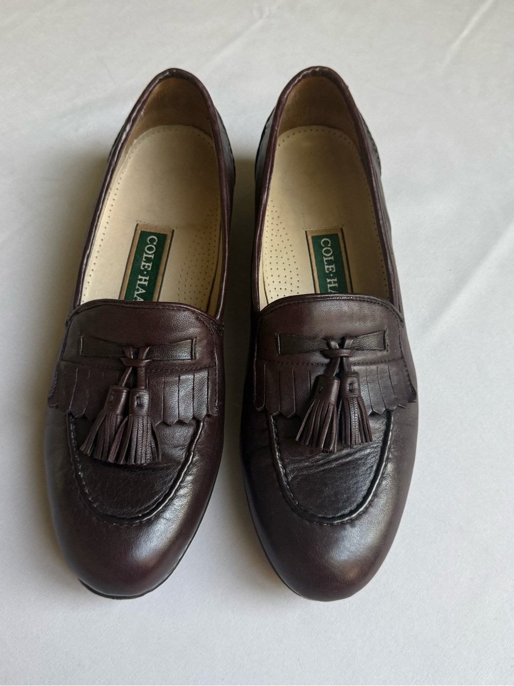 Cole Haan Dark Brown Leather Tassel Kiltie Loafers